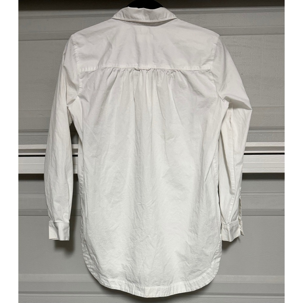 LOFT Shirt The Softened Shirt White Cotton Poplin Henley Tunic Women Small - Picture 3 of 6